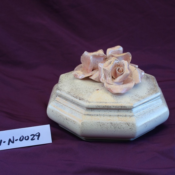 White and Pink Floral Covered Box - Picture 1 of 3